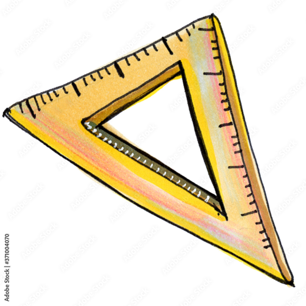 Obraz premium school supplies element ruler protractor mathematics geometry autumn kids illustration sketching with markers