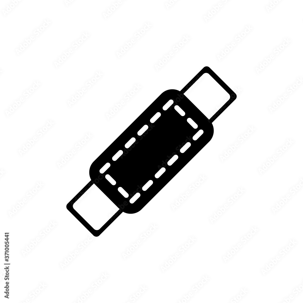 Medical Plaster, Bandage Patch, Band Aid. Flat Vector Icon illustration. Simple black symbol on white background. Medical Plaster, Bandage, Band Aid sign design template for web and mobile UI element.