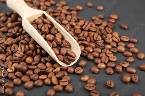 coffee beans on a colored background. Place to insert text, minimalism 