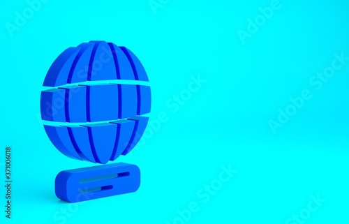 Blue Worldwide icon isolated on blue background. Pin on globe. Minimalism concept. 3d illustration 3D render.