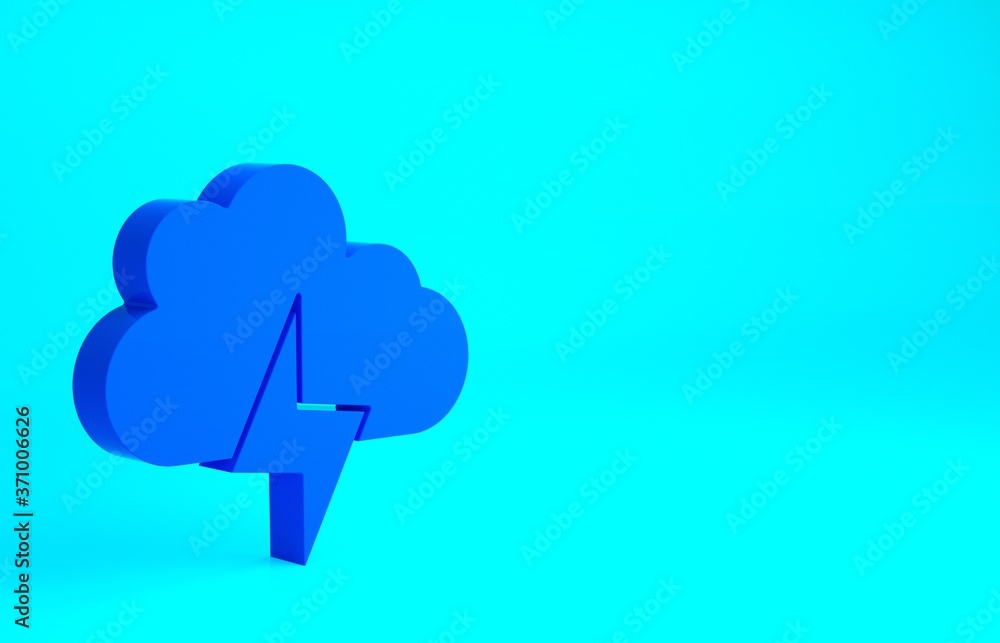 Blue Storm icon isolated on blue background. Cloud and lightning sign. Weather icon of storm. Minimalism concept. 3d illustration 3D render. Blue Storm icon isolated on blue background. Cloud and lightning sign. Weather icon of storm. Minimalism concept. 3d illustration 3D render.