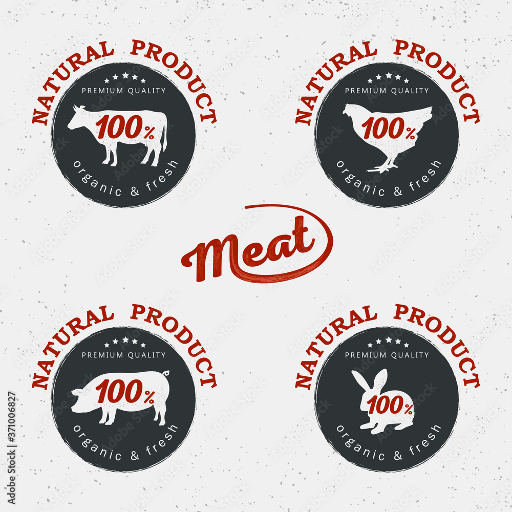 Butcher shop logo vector illustration. meat silhouette, good for farm or restaurant badge. Vintage typography emblem design.