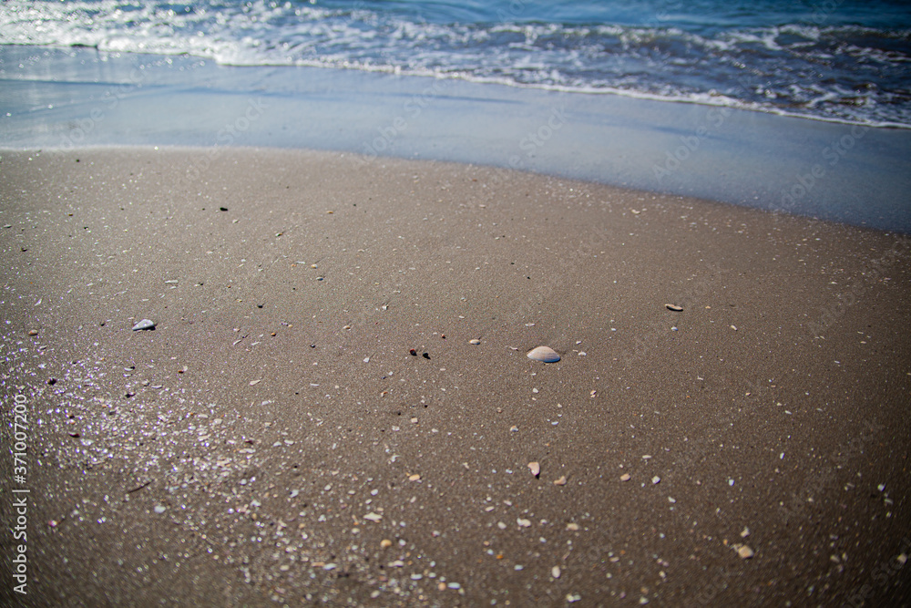 波が引いた砂浜
