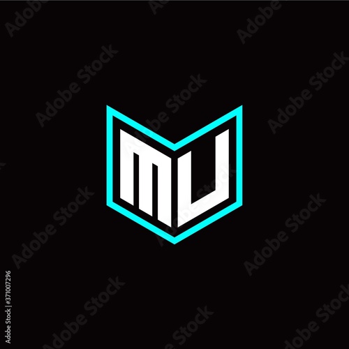 initial M U letter with book style logo template vector