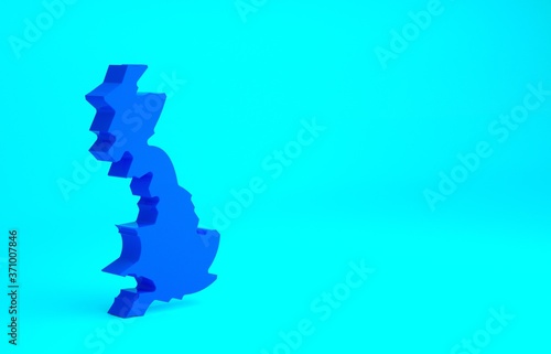 Blue England map icon isolated on blue background. Minimalism concept. 3d illustration 3D render.