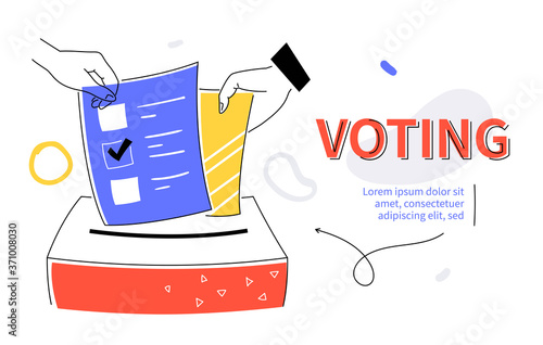 Voting - modern colorful flat design style web banner