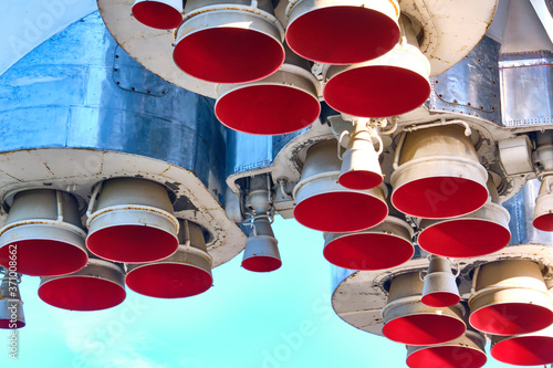 Rocket engine nozzle. close up. color nature