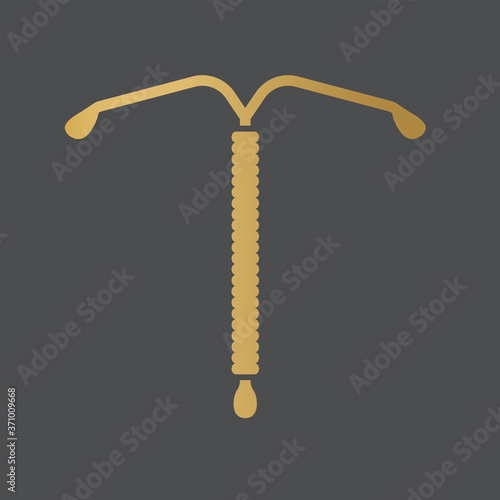 golden IUD intrauterine device icon- vector illustration