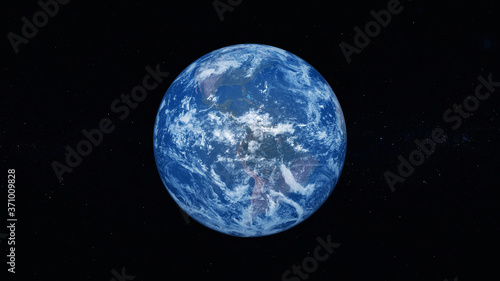 The view of the American continent from space. Planet Earth in Space. Photo realistic 3D render.