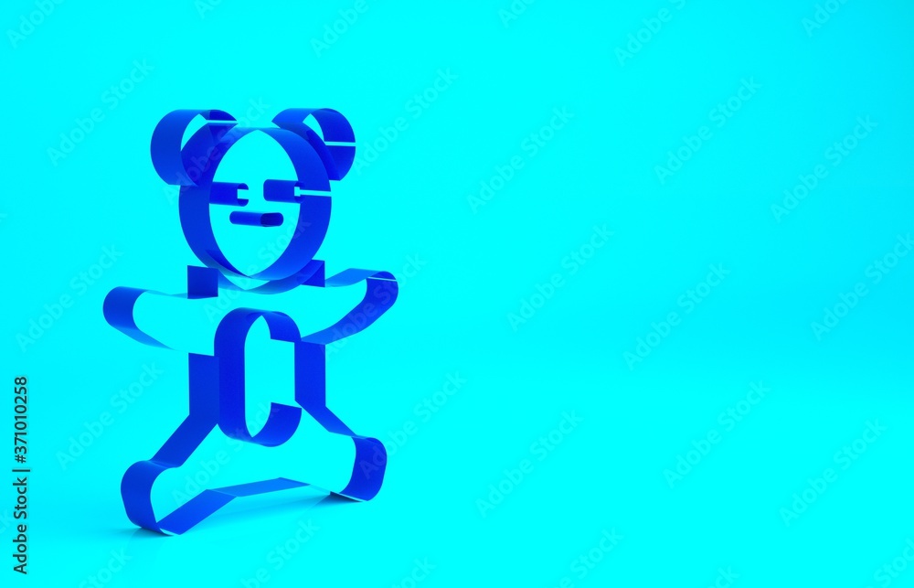 Blue Teddy bear plush toy icon isolated on blue background. Minimalism concept. 3d illustration 3D render. Blue Teddy bear plush toy icon isolated on blue background. Minimalism concept. 3d illustration 3D render.