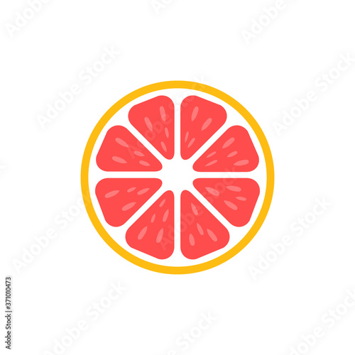 Slice of grapefruit icon. Grapefruit peace vector illustration isolated on white. Tasty sweet fruit symbol.