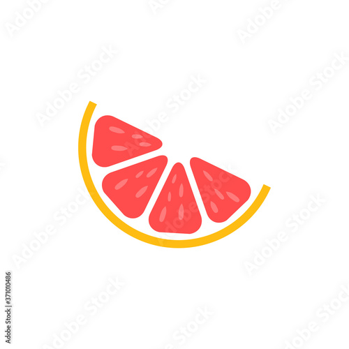 Slice of grapefruit icon. Grapefruit peace vector illustration isolated on white. Tasty sweet fruit symbol.