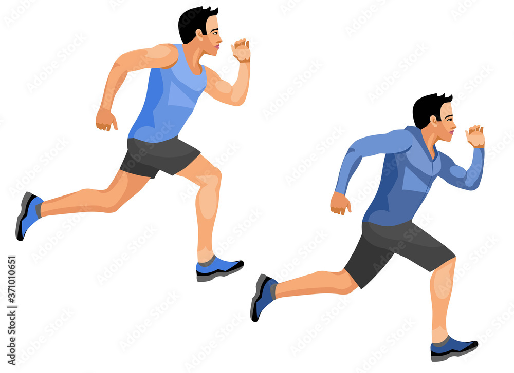 Runner trains in winter, spring, summer or fall (two figures) Runner trains in winter, spring, summer or fall (two figures)