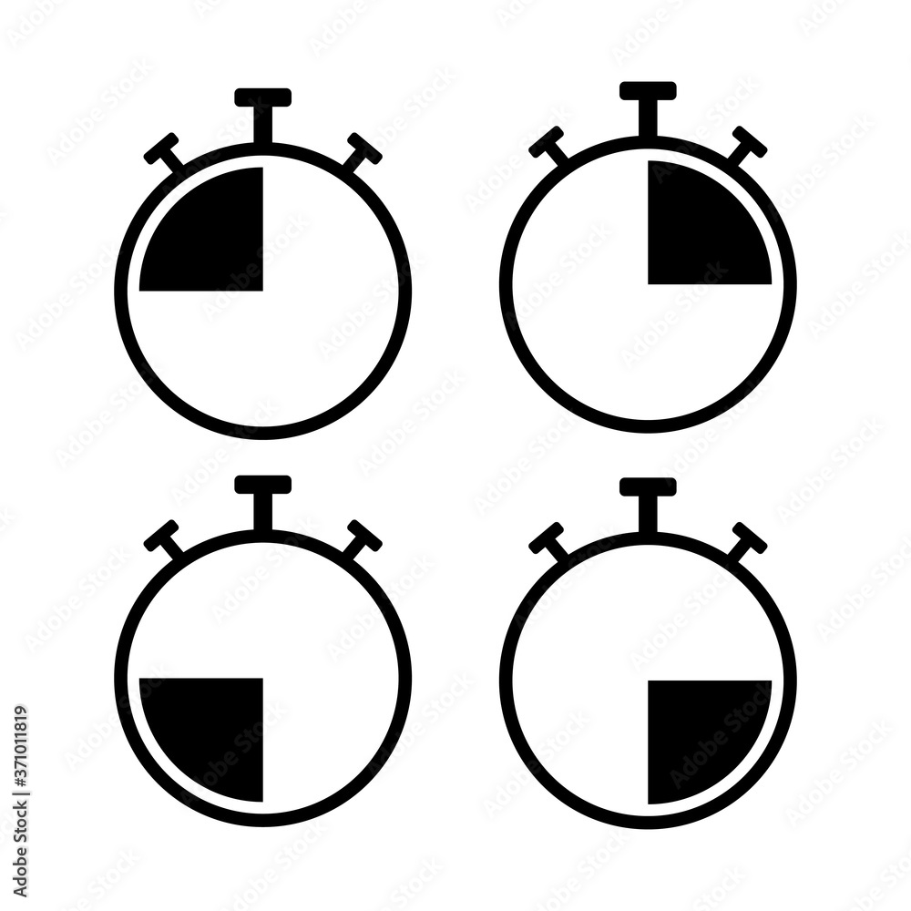 Set of timer icon set. Countdown timers. Stopwatch symbol on a white background. Set of timer icon set. Countdown timers. Stopwatch symbol on a white background.