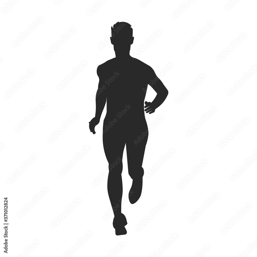 Silhouette of a man running straight Silhouette of a man running straight