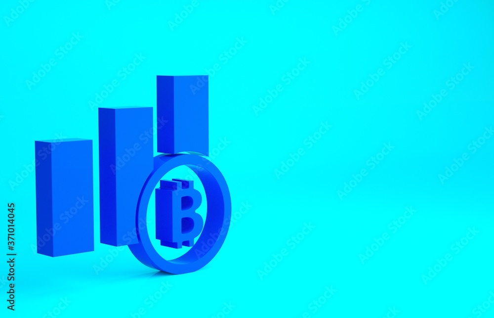 Blue Pie chart infographic bitcoin icon isolated on blue background. Diagram chart sign. Minimalism concept. 3d illustration 3D render. Blue Pie chart infographic bitcoin icon isolated on blue background. Diagram chart sign. Minimalism concept. 3d illustration 3D render.