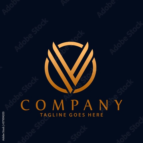 Abstract Circle Letter V Company Modern Logos Design Vector Illustration Template