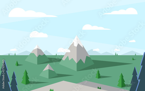 Vector image of a mountain landscape