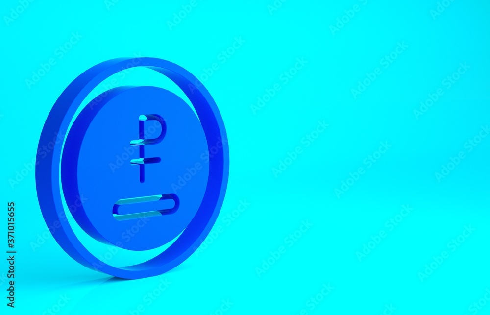 Blue Rouble, ruble currency coin icon isolated on blue background. Russian symbol. Minimalism concept. 3d illustration 3D render. Blue Rouble, ruble currency coin icon isolated on blue background. Russian symbol. Minimalism concept. 3d illustration 3D render.