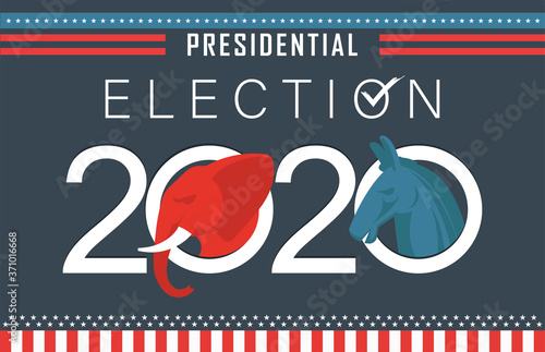 American Presidential Election 2020 Banner. US Election campaign between democrats and republicans. Electoral symbols of both political parties.