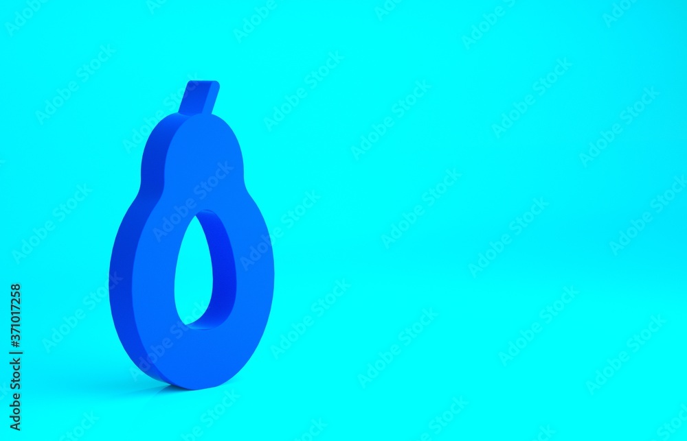 Blue Avocado fruit icon isolated on blue background. Minimalism concept. 3d illustration 3D render. Blue Avocado fruit icon isolated on blue background. Minimalism concept. 3d illustration 3D render.