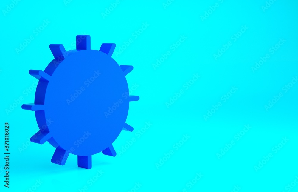 Blue Sun icon isolated on blue background. Summer symbol. Good sunny day. Minimalism concept. 3d illustration 3D render.