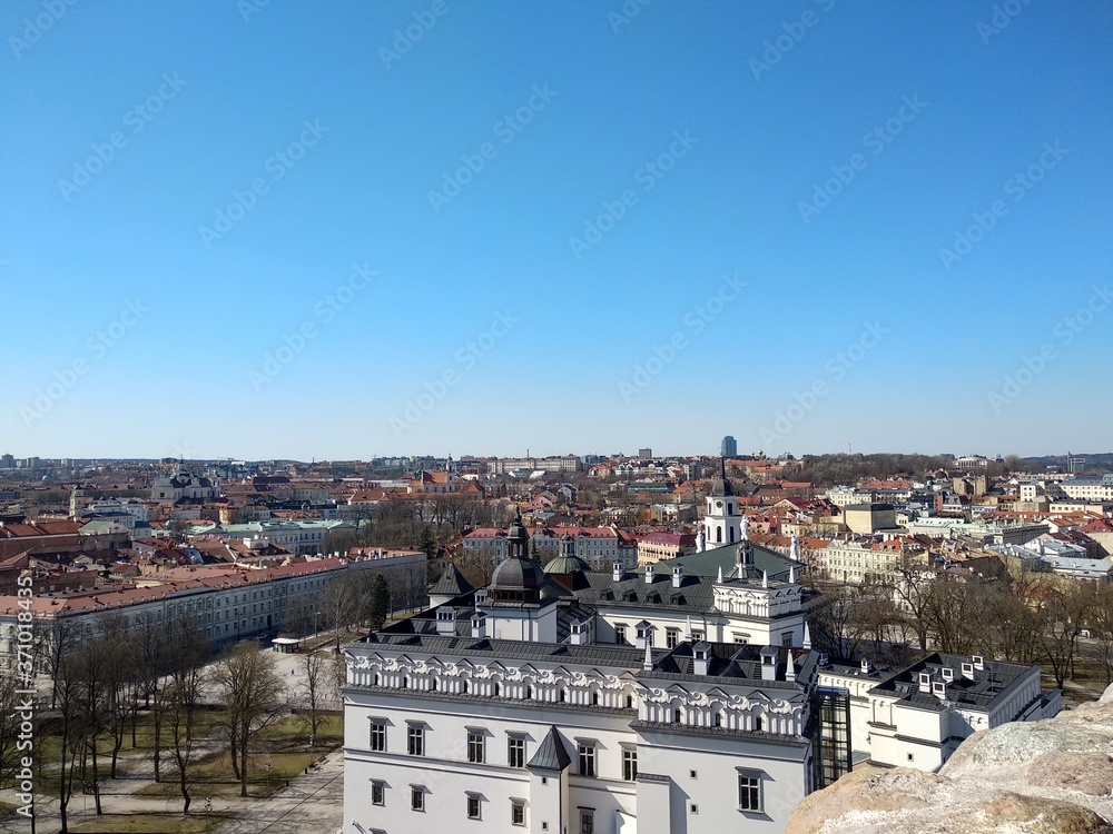 Aerial view of the city of  Vilnius