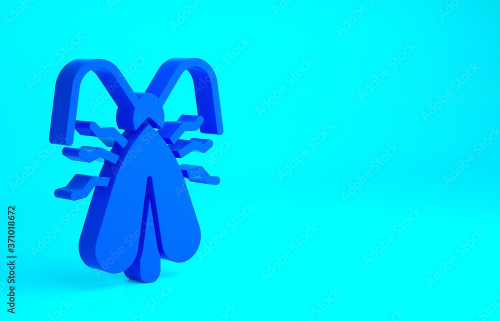 Blue Clothes moth icon isolated on blue background. Minimalism concept. 3d illustration 3D render. Blue Clothes moth icon isolated on blue background. Minimalism concept. 3d illustration 3D render.