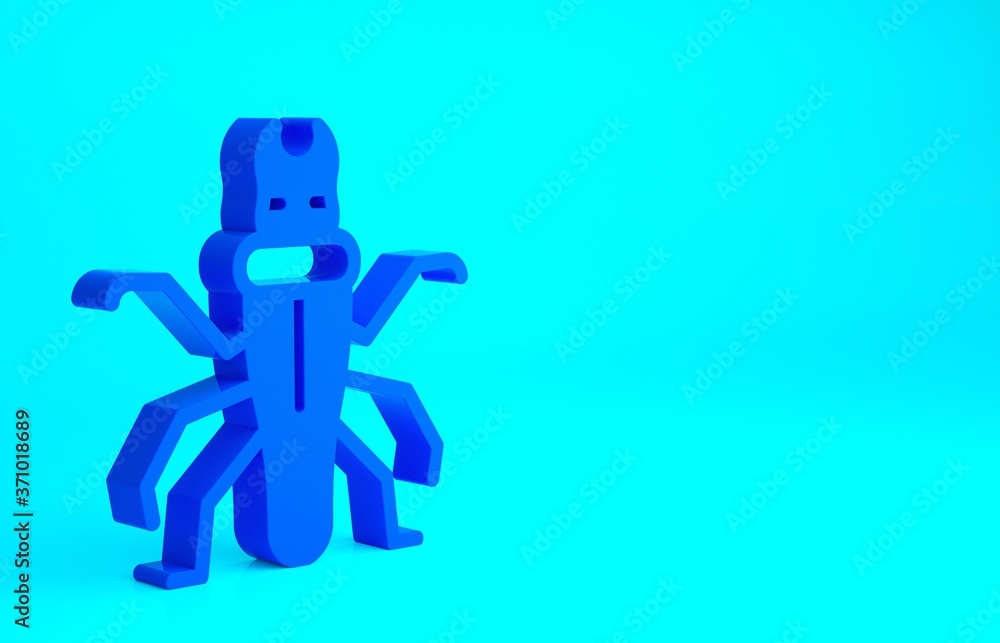 Blue Termite icon isolated on blue background. Minimalism concept. 3d illustration 3D render. Blue Termite icon isolated on blue background. Minimalism concept. 3d illustration 3D render.