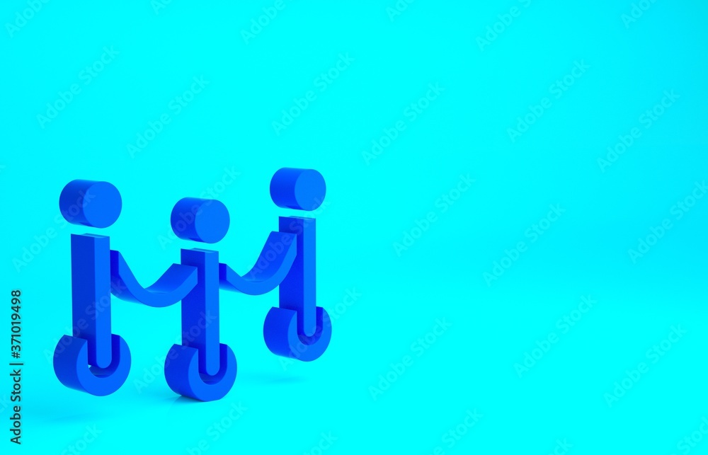 Blue Rope barrier icon isolated on blue background. VIP event, luxury celebration. Celebrity party entrance. Minimalism concept. 3d illustration 3D render. Blue Rope barrier icon isolated on blue background. VIP event, luxury celebration. Celebrity party entrance. Minimalism concept. 3d illustration 3D render.
