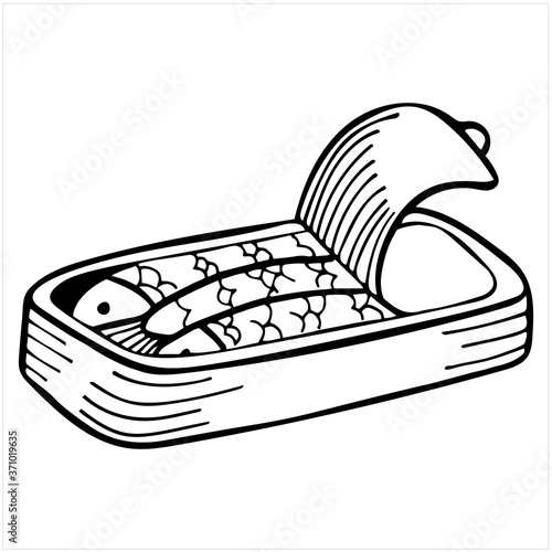 Canned fish, hand drawn isolated vector illustration