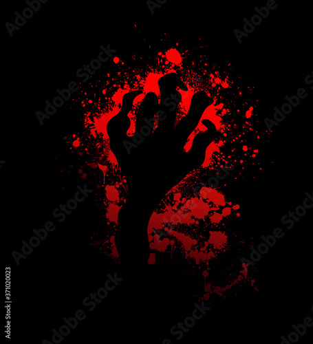 The hand of the monster. Blood stains. Vector illustration