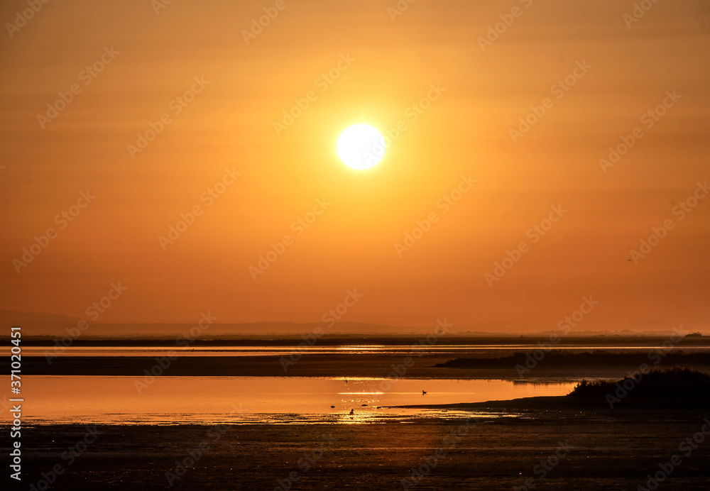 Coucher de soleil sur un paysage de Camargue - Sunset on Camargue landscape