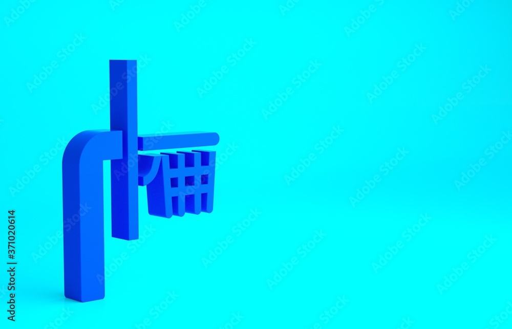 Blue Basketball backboard icon isolated on blue background. Minimalism concept. 3d illustration 3D render. Blue Basketball backboard icon isolated on blue background. Minimalism concept. 3d illustration 3D render.