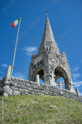 memorial monument dedicated to soldiers killed in First World War on Mount Cimone in Italy called OSSARIO DEL CIMONE