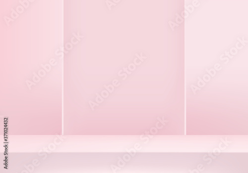 Cylinder abstract minimal scene with geometric platform. Summer background vector 3d rendering with podium. stand to show cosmetic products. Stage Showcase on pedestal modern 3d studio pink pastel