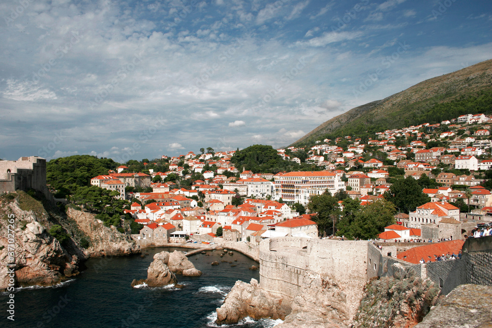 Ancient City Wall, Bay in the Adriatic, Dubrovnik, Croatia