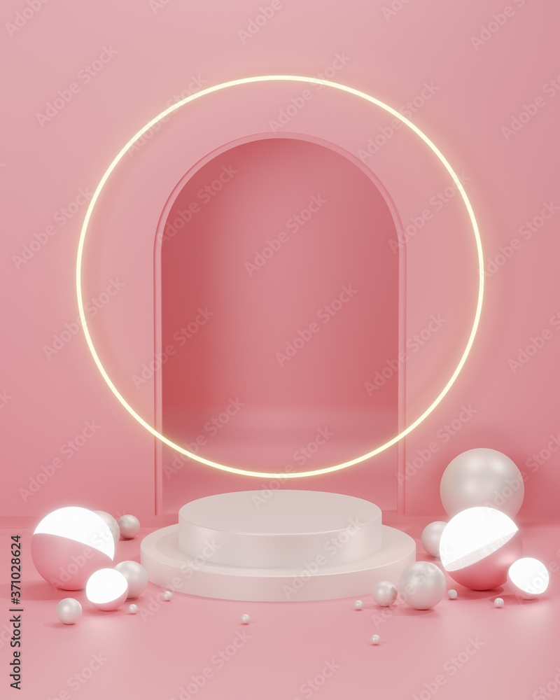 Product display and Pedestal for display concept.Blank product stand with geometrical form on pastel color background for new product,banner,sale,cosmetic,presentation.with copy space.3D render Product display and Pedestal for display concept.Blank product stand with geometrical form on pastel color background for new product,banner,sale,cosmetic,presentation.with copy space.3D render