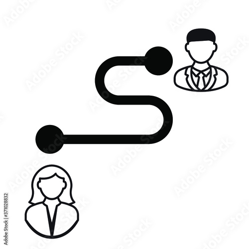 Silhouette of couple in love. Empty talking cloud between man and woman, space for text