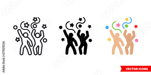 Party icon of 3 types color, black and white, outline. Isolated vector sign symbol.