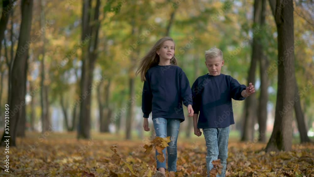 Autumn. Cute Little Children Walking in a Beautiful Autumn Park. Kids in the forest. Autumn. Cute Little Children Walking in a Beautiful Autumn Park. Kids in the forest.