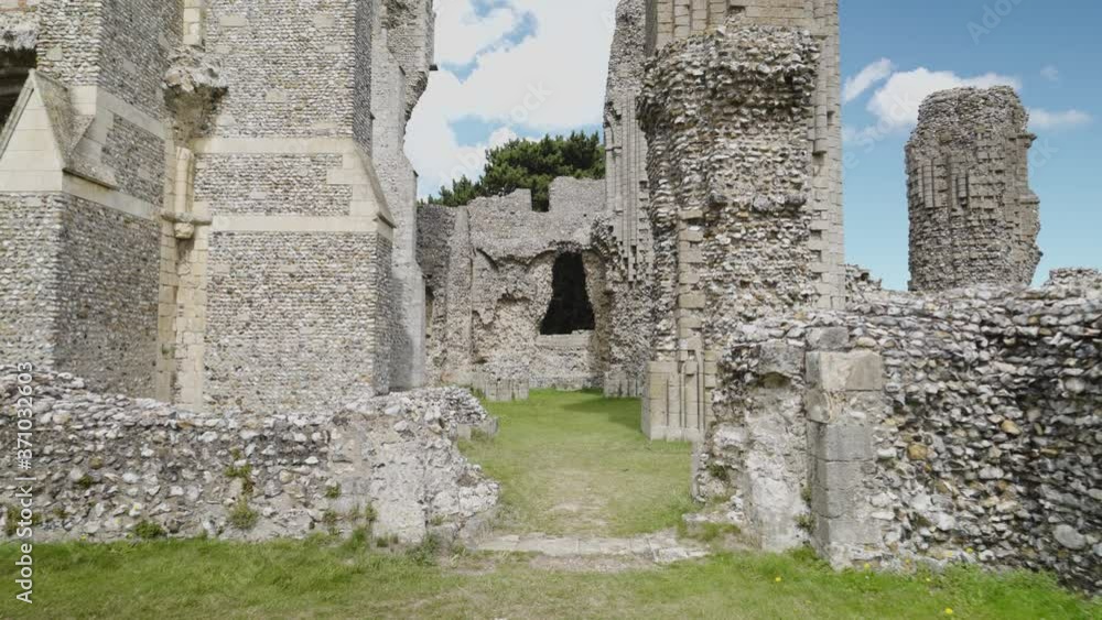POV walking inside ruins of an ancient abandoned priory, in Norfolk, England POV walking inside ruins of an ancient abandoned priory, in Norfolk, England