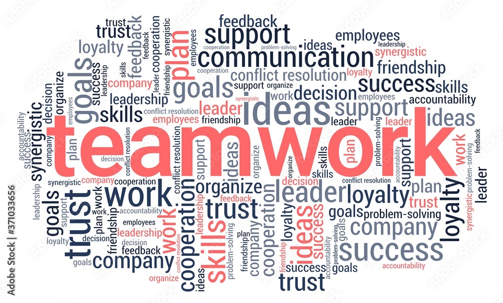 Teamwork word cloud isolated on a white background. Teamwork word cloud isolated on a white background.