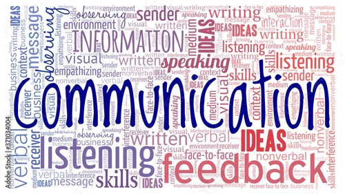 Communication word cloud isolated on a white background.