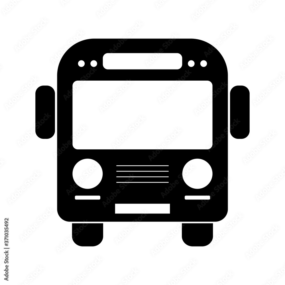 Black School Bus Flat Icon on White Background Black School Bus Flat Icon on White Background