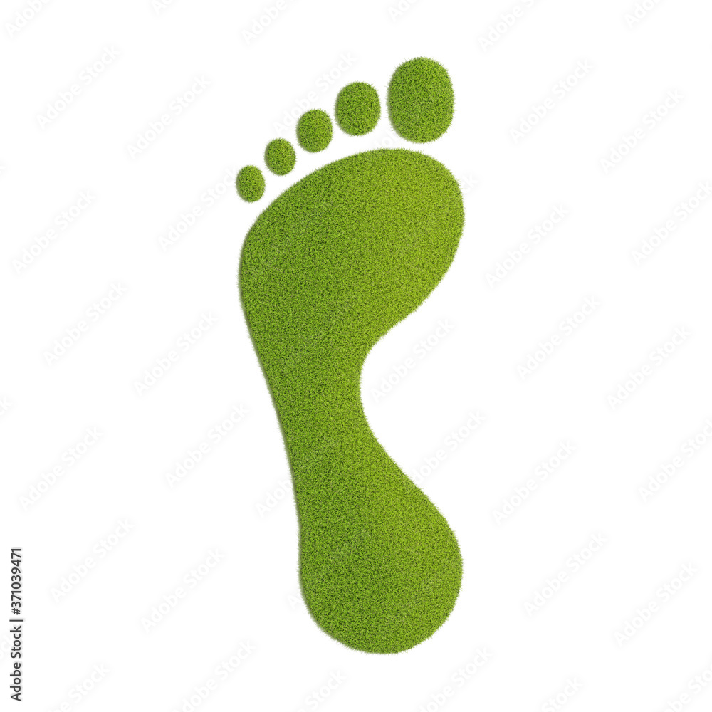 Ecological footprint concept illustration. Grass patch footprint isolated on white background Ecological footprint concept illustration. Grass patch footprint isolated on white background
