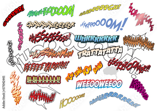 Comic Book Style Lingering Sounds, Comics Onomatopoeia Words