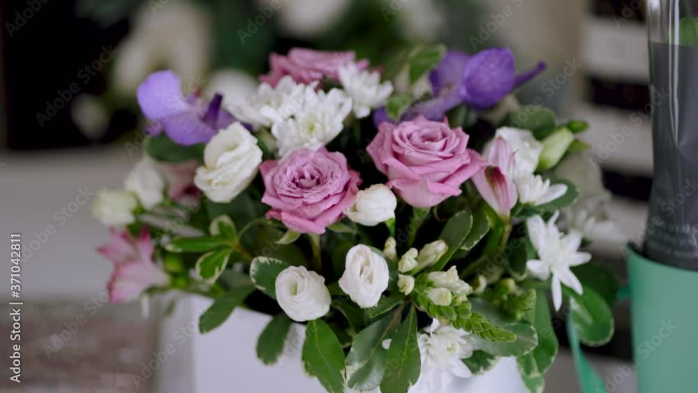 Magnificent bouquet of flowers for the holiday. Business concept. Shop Magnificent bouquet of flowers for the holiday. Business concept. Shop