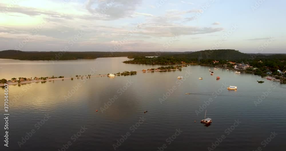 flying above of Alter do Chao, wonderful beach on the Tapajós river, a great vacation destination in Brazil. flying above of Alter do Chao, wonderful beach on the Tapajós river, a great vacation destination in Brazil.