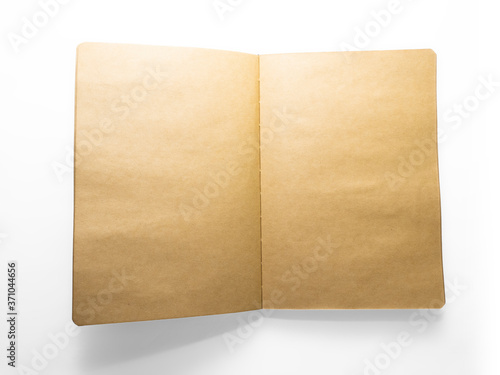 Blank diary pages, vintage notebook with brown paper texture